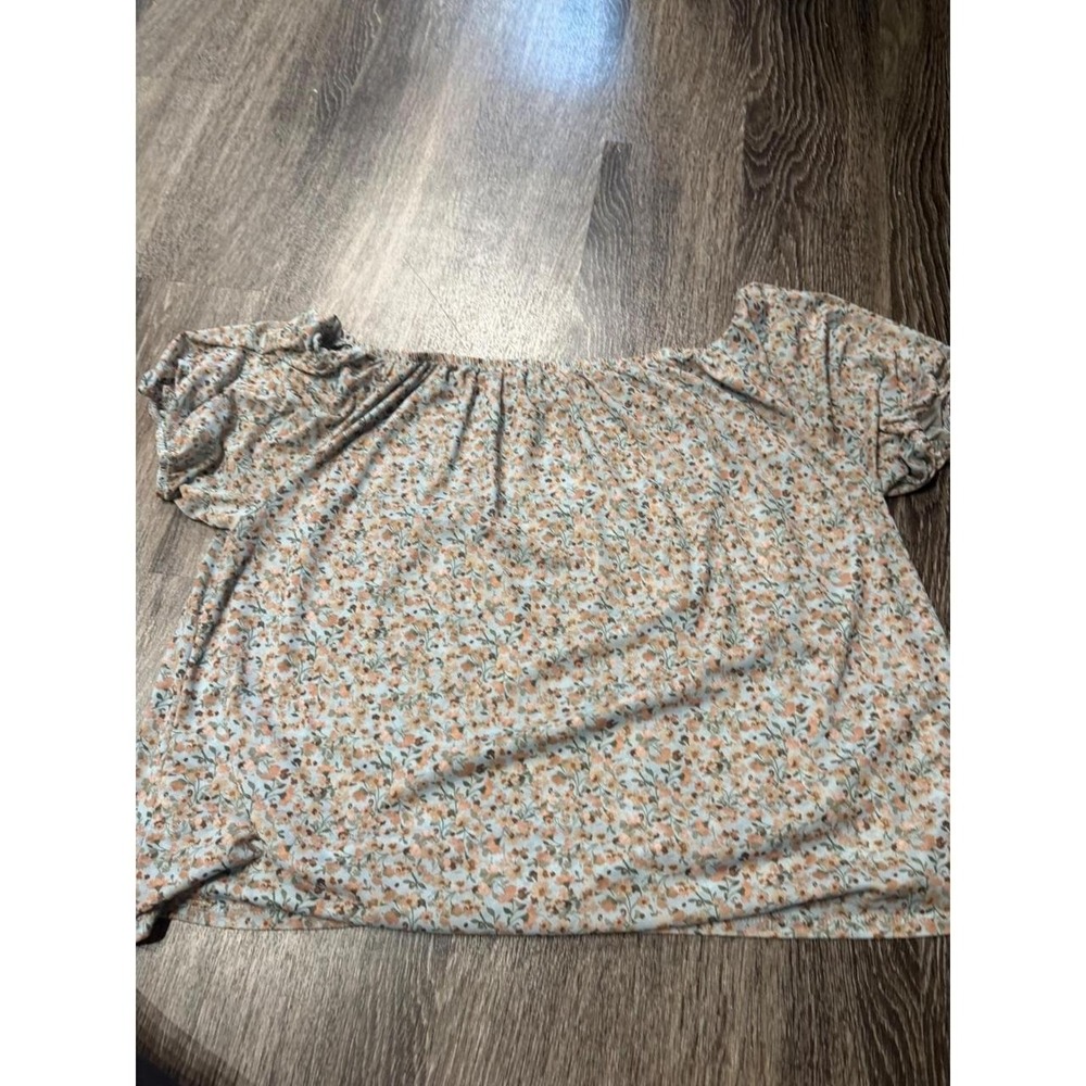 Lane Bryant Floral Off The Shoulder Mesh Top Plus Size 18/20 Short Sleeve Blouse